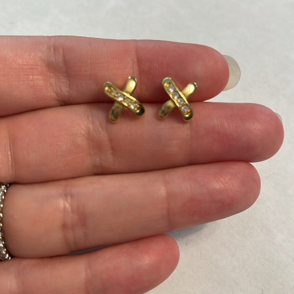 Cassini Gold X-Shaped Stud Earrings